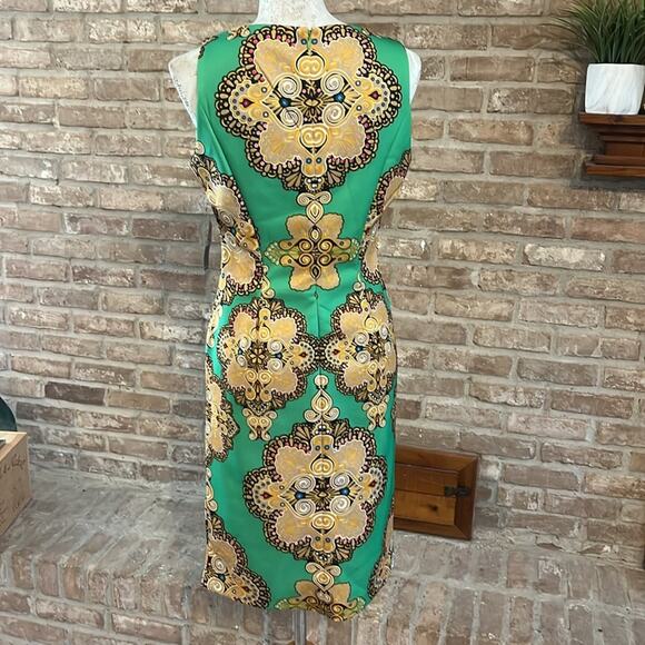 NWT WOMEN NEW YORK & COMPANY GOLD & GREEN MULTI STRETCH SHEATH DRESS SIZE S🔥 - Picture 4 of 5